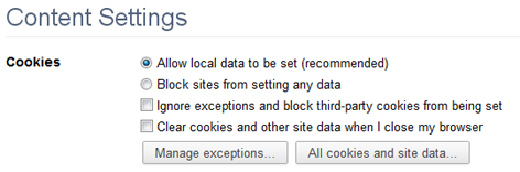 Enabling Cookies in Google Chrome 10-11